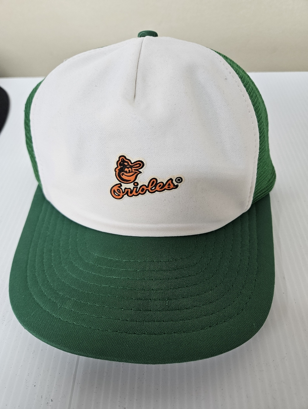 Orioles Vintage Logo Trucker Hat - White & Green Cap0014